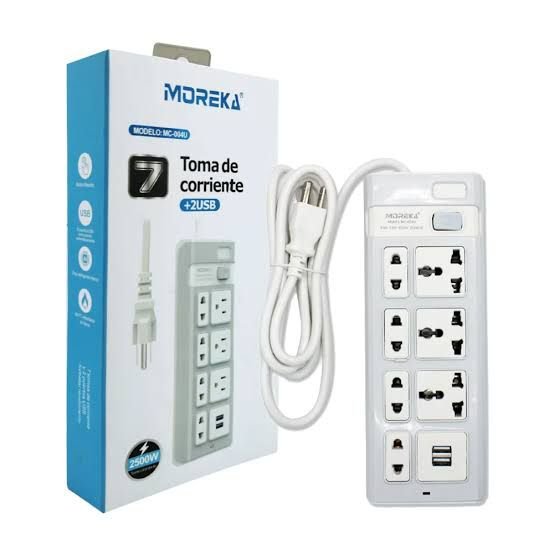 Multicontacto 7 tomas + 2 USB