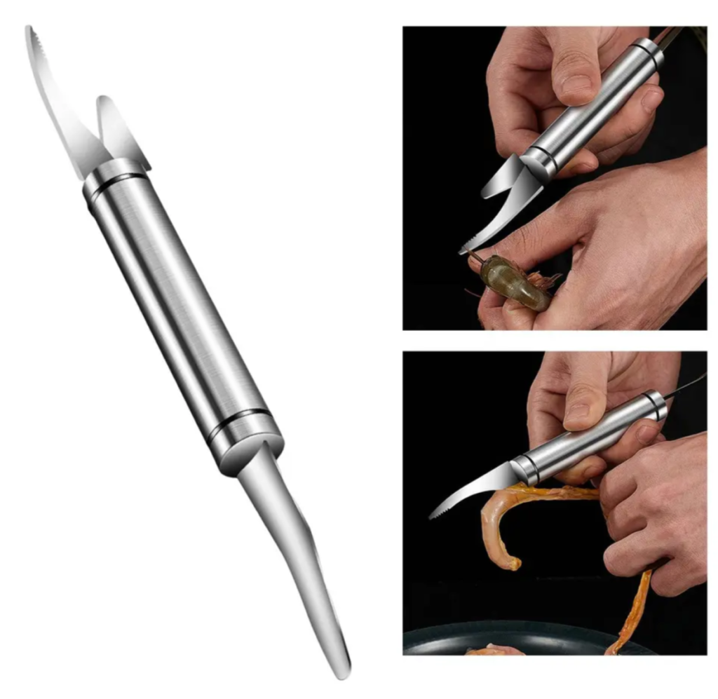 Cuchillo pelador de camarones acero inox
